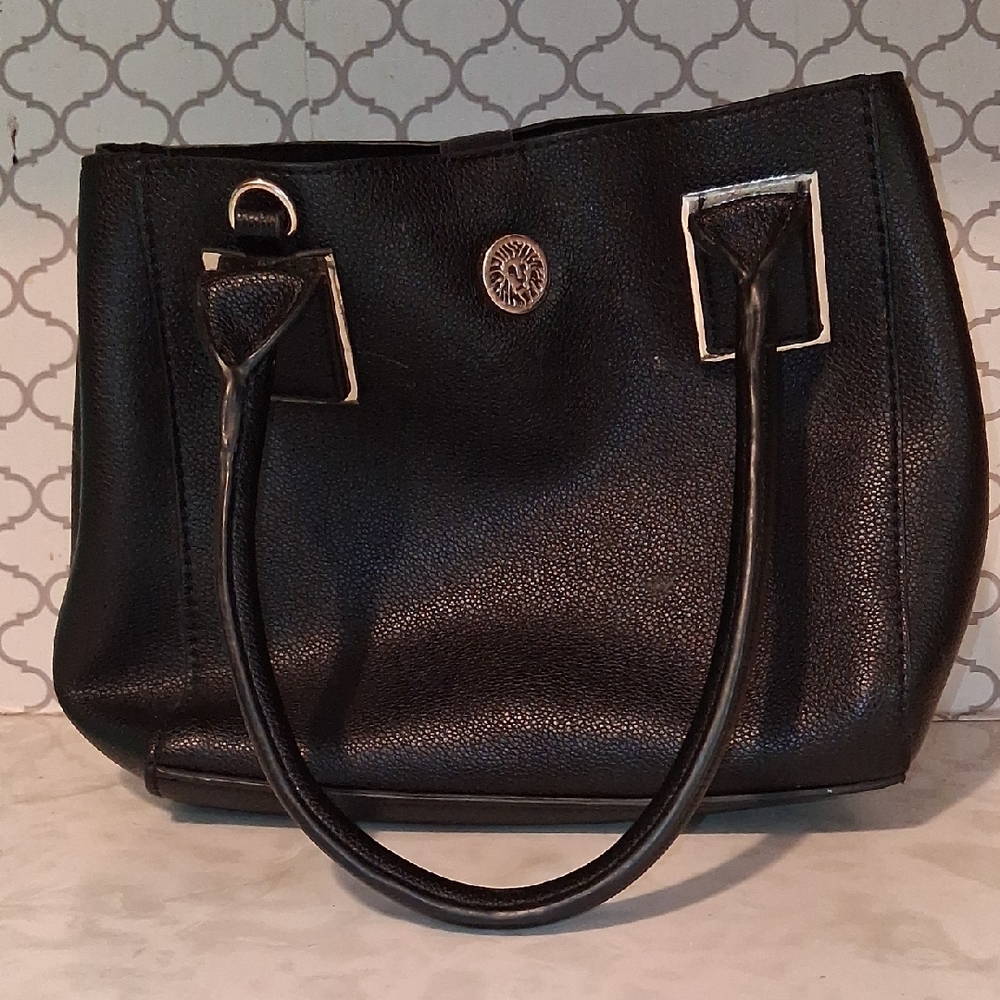 Anne Klein Black Tote with Silver Accents